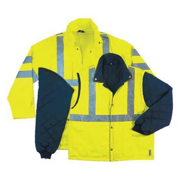 Ergodyne Hooded Jacket, Polyester, Class 3 Type R, Green, 2XL 8385