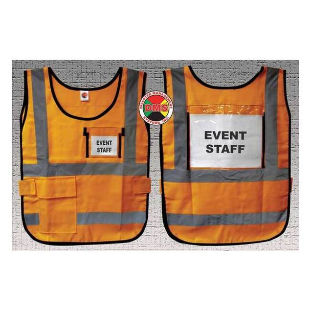 Disaster Management Systems Safety Vest,Orange,Nylon DMS-05836