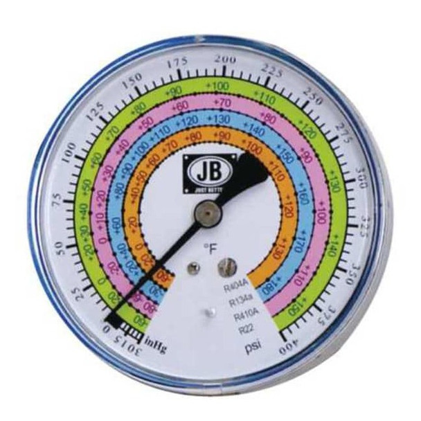 Jb Industries Gauge,4 In Dia.,Low Side,Blue,400 psi M2-400