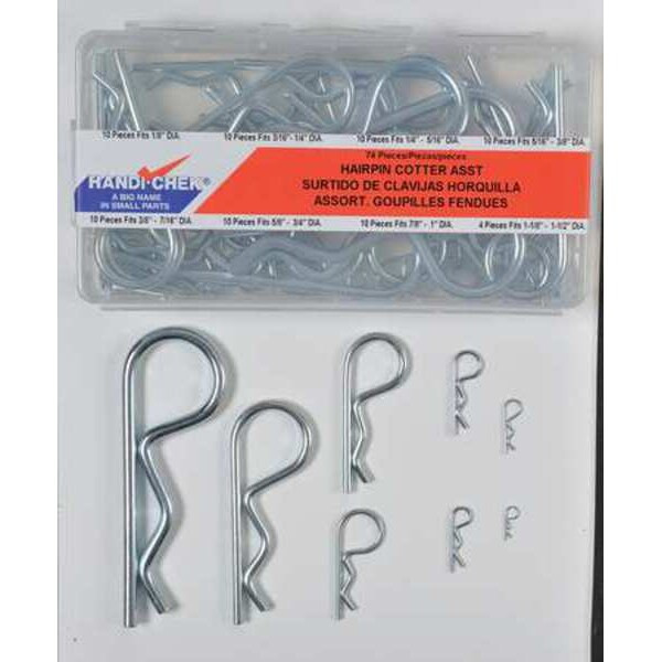 Itw Bee Leitzke Hairpin Cotter Asst,Zinc,74 Pcs,8 Sizes WWG-DISP-BP074