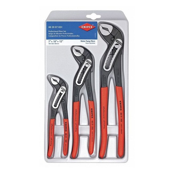 3 Piece Knipex Alligator Plastic Grip Water Pump Plier Set Dipped Handle