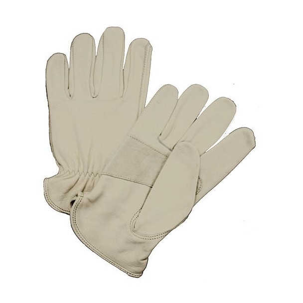 Leather Drivers Gloves, Shirred Slip-On Cuff, Keystone Thumb, Beige, 2XL, 12 PK