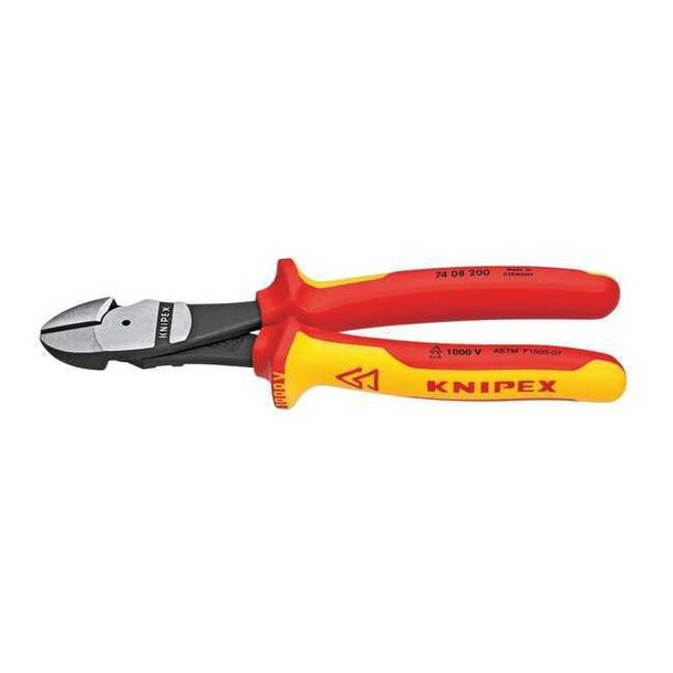 8 in 74 High Leverage Diagonal Cutting Plier Standard Cut Oval Nose Insulated