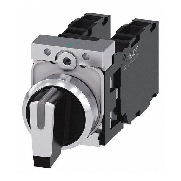 Siemens SelectorSwtch,Illum,3Pos,22mm,BlackWhite 3SU1150-2BM60-1LA0