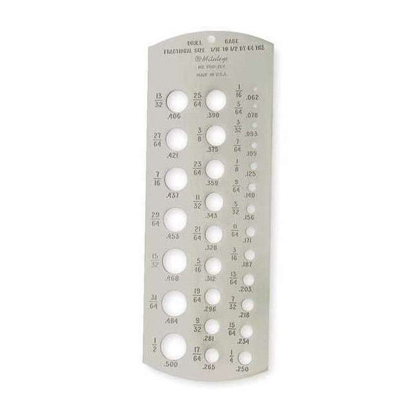 Mitutoyo Drill Gage,1/16-1/2 In, 29 Holes 950-206