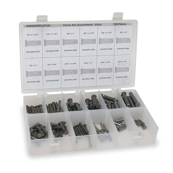 Clevis, Cotter Pin Assortment, 18-8 Stainless Steel, Plain, 120 Pcs