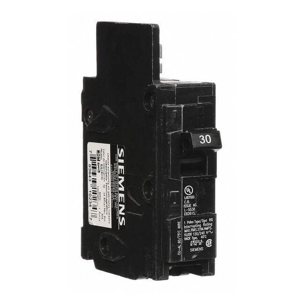 Miniature Circuit Breaker, BQ Series, 30A, 1 Pole, 120V AC, 10kA at 120V AC