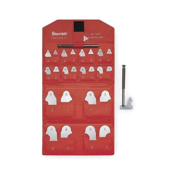 Starrett Radius Gage Set,1/64-1/2 In,25 Leaves S167CHZ