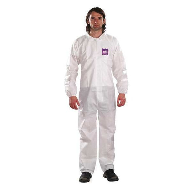 Microchem Collared Coveralls,L,White,SMS,PK25 WH15-S-92-100-04 Microchem Collared Coveralls,L,White,SMS,PK25 WH15-S-92-100-04