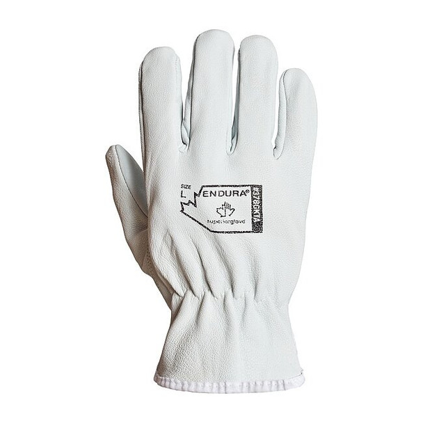 Drivers Gloves, Shirred Slip-On Cuff, Keystone Thumb, White, XL, 12 PK