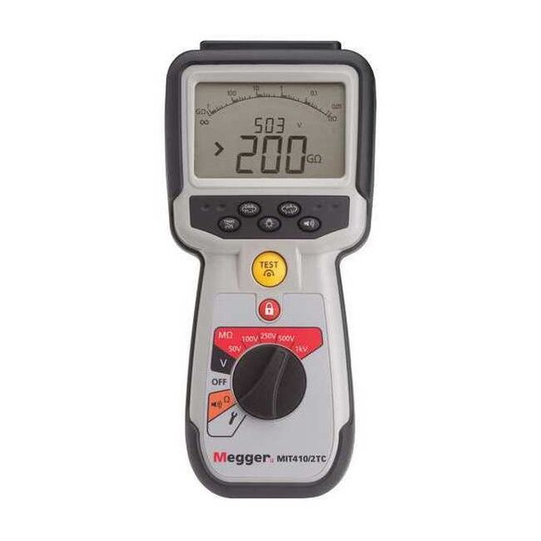 Megger Megohmmeter,1 mA to 2 mA,10 mV,Handheld MIT410/2