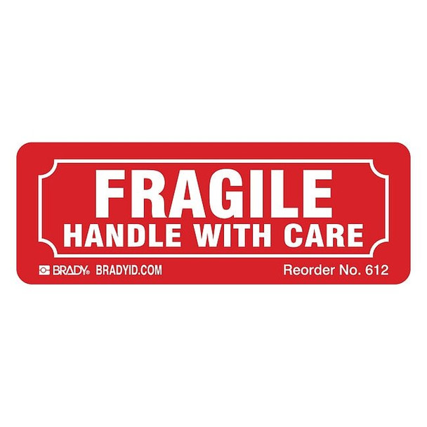 Brady Instructional Handling Label, Red, PK500 612LS