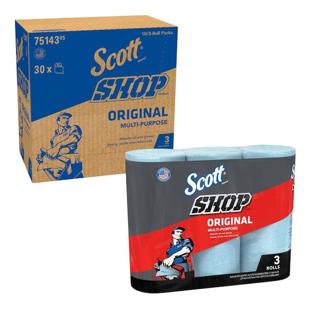 Shop Towels Original, Blue, 55 Towels/Roll, 30 Rolls/Case 10 Bundles of 3 Rolls
