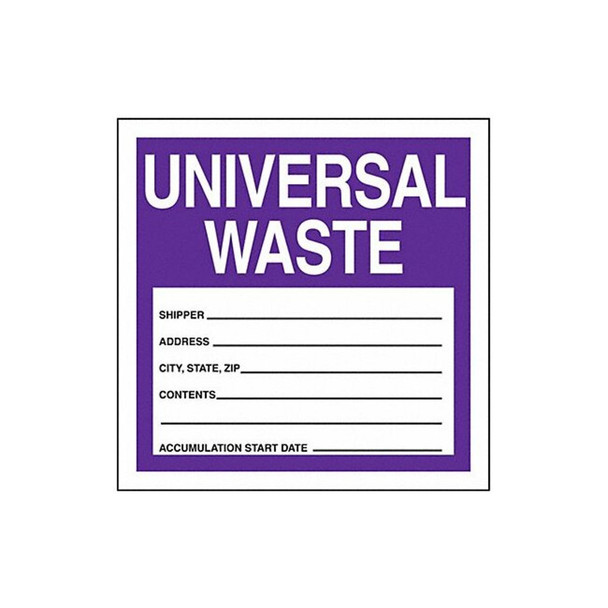 Accuform DOT Handling Label,Waste,6"  W,PK100 MHZW16EVC