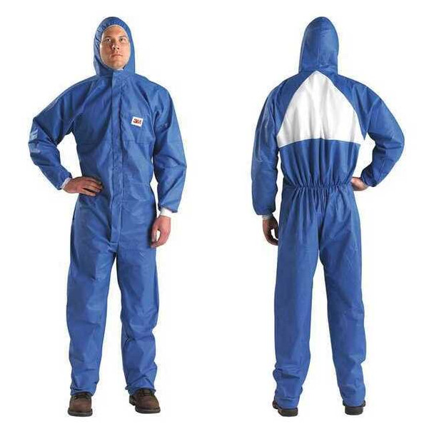 3m Hooded Disposable Coveralls, 4Xl, Blue, SMMS 4530-BLK-4XL