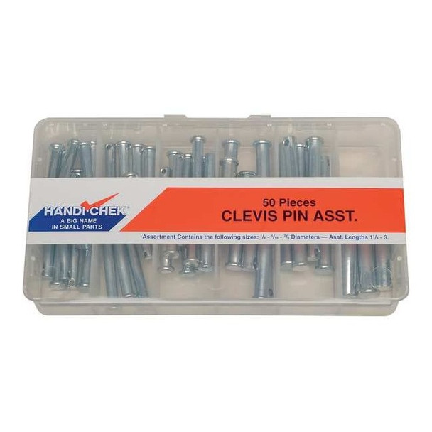 Clevis, Taper Pin Assortment, Steel, Zinc Plated, 50 Pcs