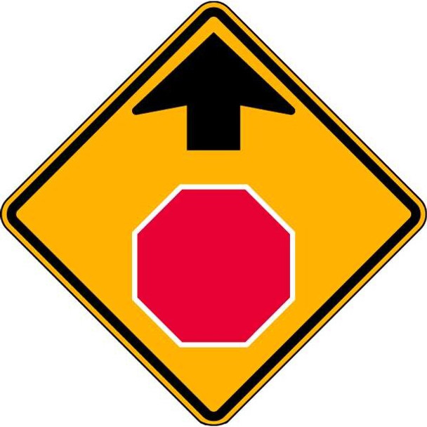 Lyle Stop Sign Ahead Pictogram Sign, 30" W, 30" H, Aluminum, Yellow W3-1-30HA