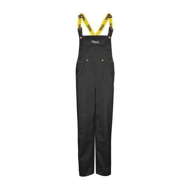 Rain Bib Pants, 100% Nylon, 33 in Inseam, 42 in Waist, Black, 2XL