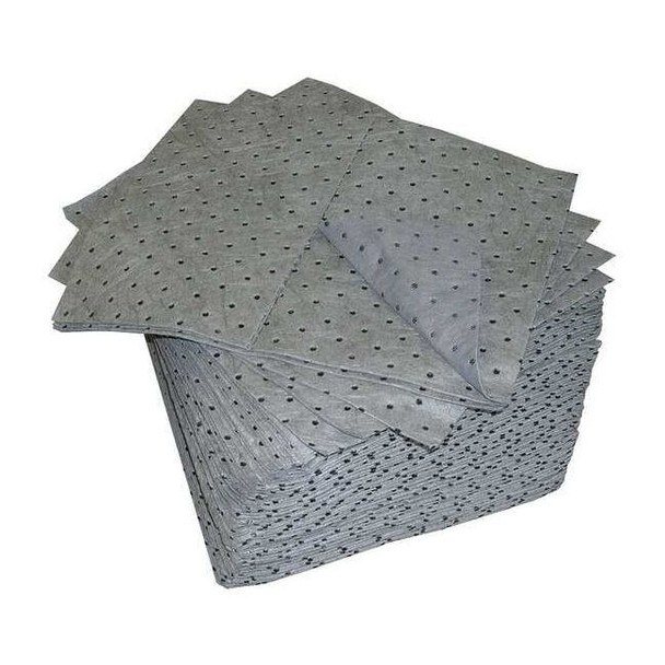 Sorbent Pad, 12 gal, 15 in x 19 in, Universal, Gray, Polypropylene