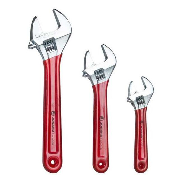 Jonard Tools Adj. Wrench Set,6",8",10",Chrome,3 Pc. AW-6810