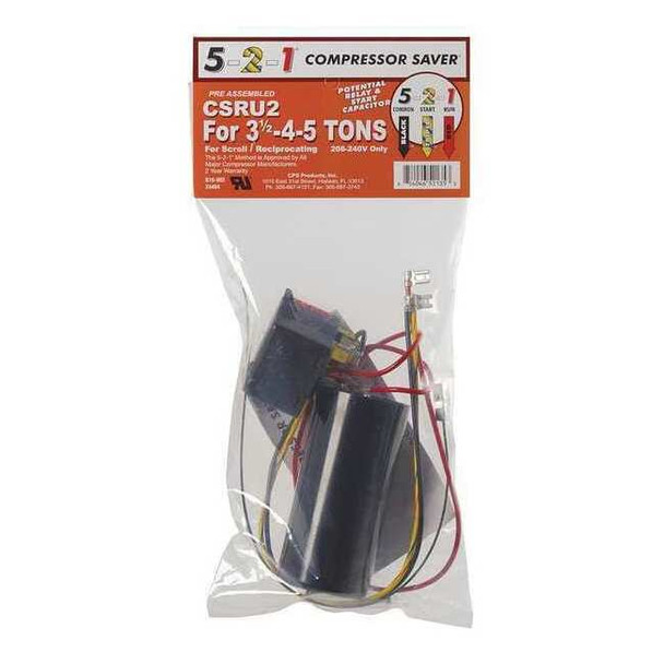 Compressor Saver, Potential Relay, Start Capacitor, 208 to 240, Single, 3.5 to 5