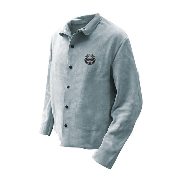 Welding Jacket, Cowhide, Snaps Closure, Inside Pocket Pockets, Gray, 4XL