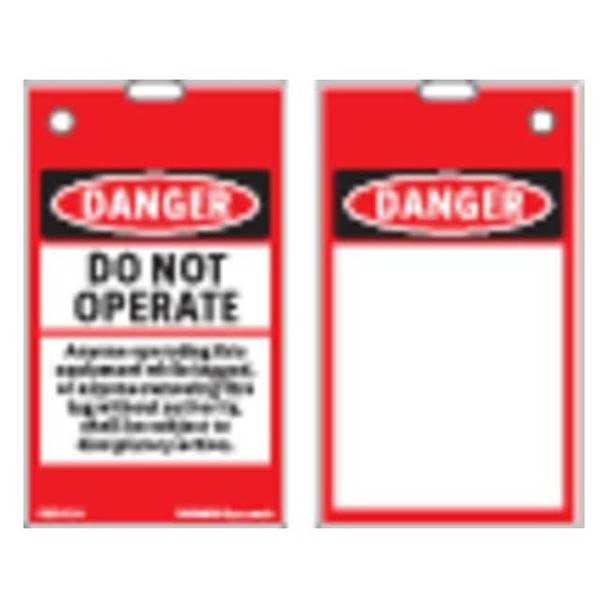 Lockout Tag, Danger, Polyester, 3-1/4" Width, 5-5/8" Height, ,200 PK