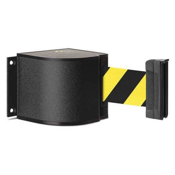 Retractable Belt Barrier, Black, 18 ft Length, No Legend, Wrinkle