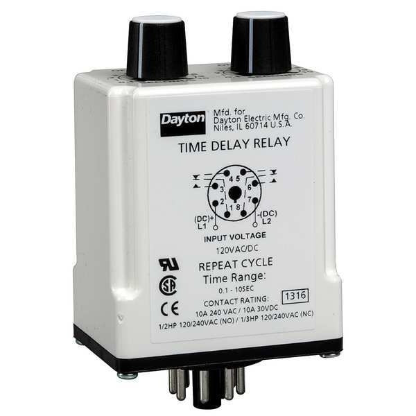 Single Function Time Delay Relay, Octal, Cycle On, 1 Functions 12V DC, DPDT