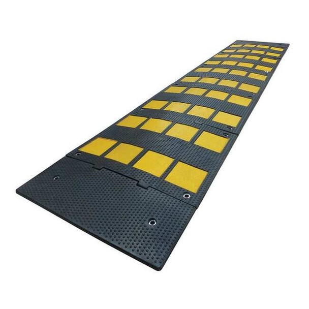 Speed Bump, Rubber, 1 1/8 in Height, 9 ft Length, Black/Yellow