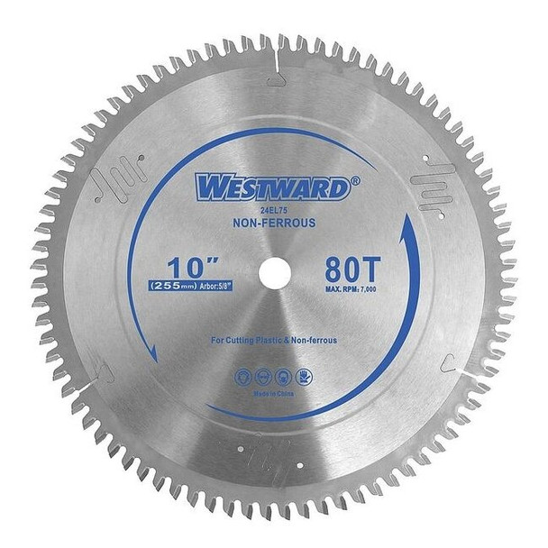 Westward 10",80-Teeth Circular Saw Blade 24EL75