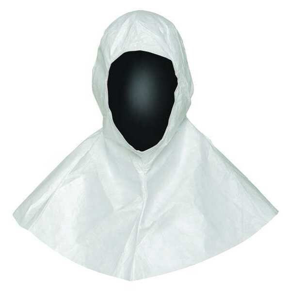 Hood, Polyethylene, Bound Seam, White, Covers Head ,100 PK