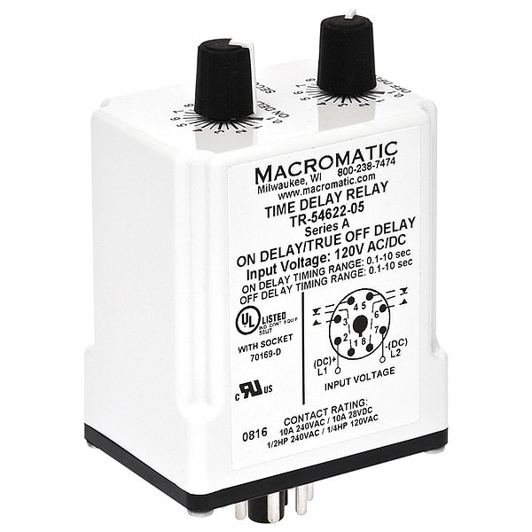 Single Function Time Delay Relay, Octal, Cycle On, 1 Functions 24V AC/DC, DPDT