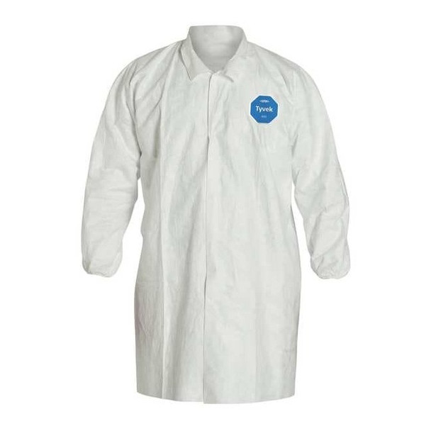 Tyvek 400 Disposable Lab Coat, Tyvek(R) 400, Snaps Closure, White, 2XL, 30 PK