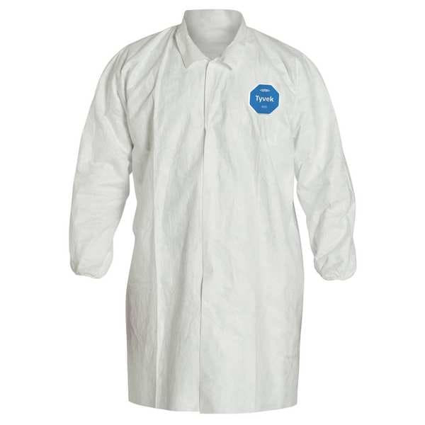 Tyvek 400 Disposable Lab Coat, Tyvek(R) 400, Snaps Closure, White, 3XL, 30 PK