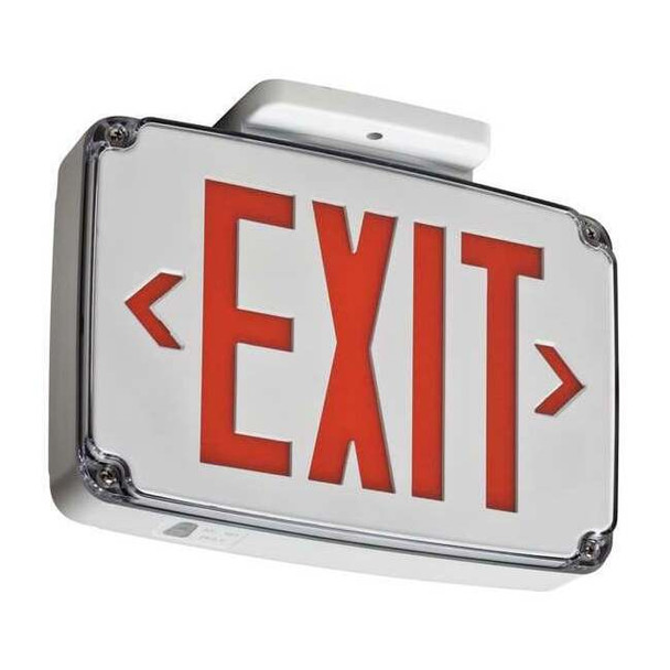 Exit Sign, White, 1 Face(s), LED, Universal Mount, Not Battery Powered