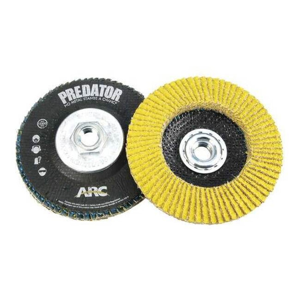 Arc Abrasives Flap Disc, 4 1/2 in Dia,5/8in Arbor,PK10 71-10814AFK