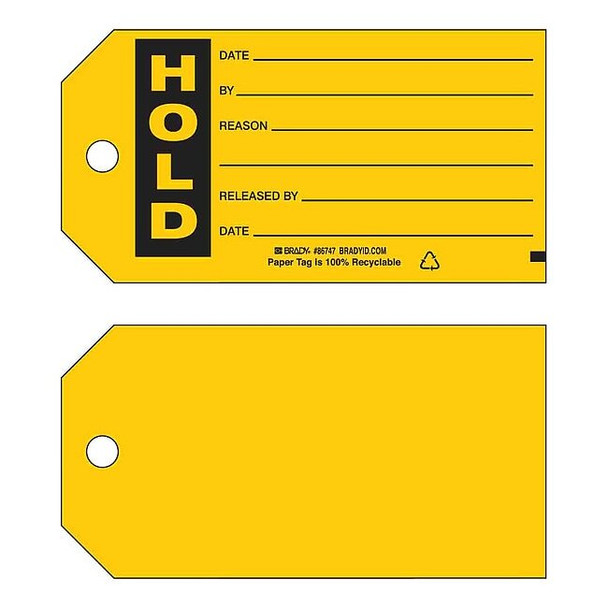 Tag, Inspection, Paper, 3 in H x 5 3/4 in W, Black on Yellow, Rectangle, 100 PK