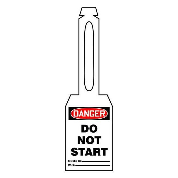 Danger Tag, General Safety, 5 1/4 in H x 3 1/4 in W, White, Rectangle, 25 PK