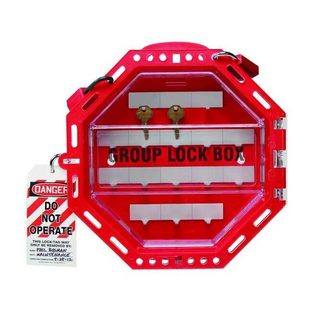 Condor Group Lockout Box,42 Padlocks,Red,13in.H 48KV16