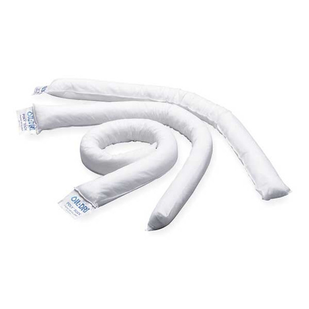 Oil-Dri Sorbent Sock, 12 gal, 3 in x 48 in, Oil, White, 12 PK L90898