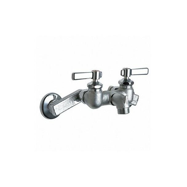 Straight Service Sink Faucet, 4" to 8-3/8" Mount, Polished Chrome 2 Hole