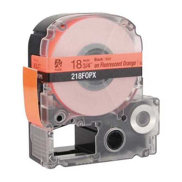 Label Cartridge, Black on Fluorescent Orange, Labels/Roll: Continuous