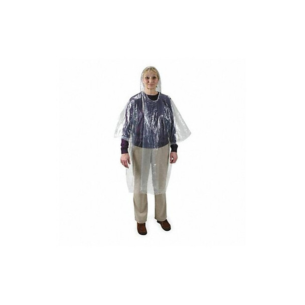 Condor Rain Poncho,Disposable,Clear,40" L,PK24 2ELD5