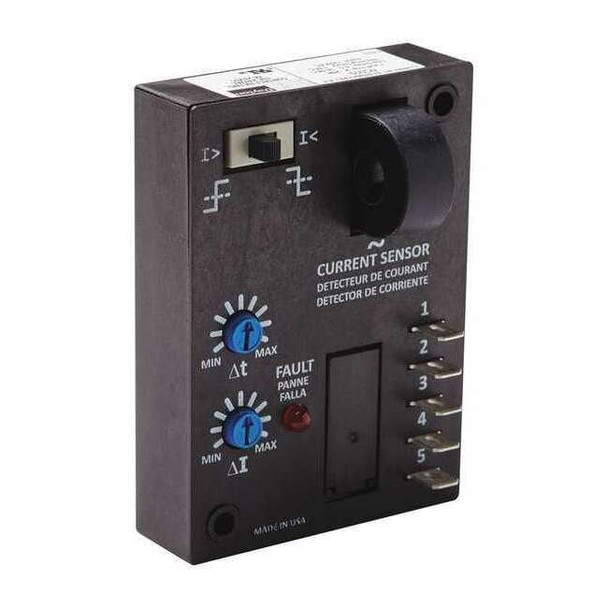 Dayton AdjCurrentSensorRelay, 10A, 120VAC, 4Pin 6C055