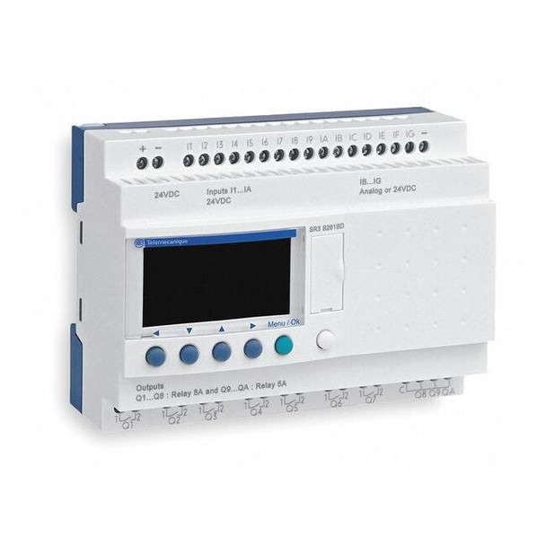 Schneider Electric Logic Relay,24VDC,With Display SR3B261BD