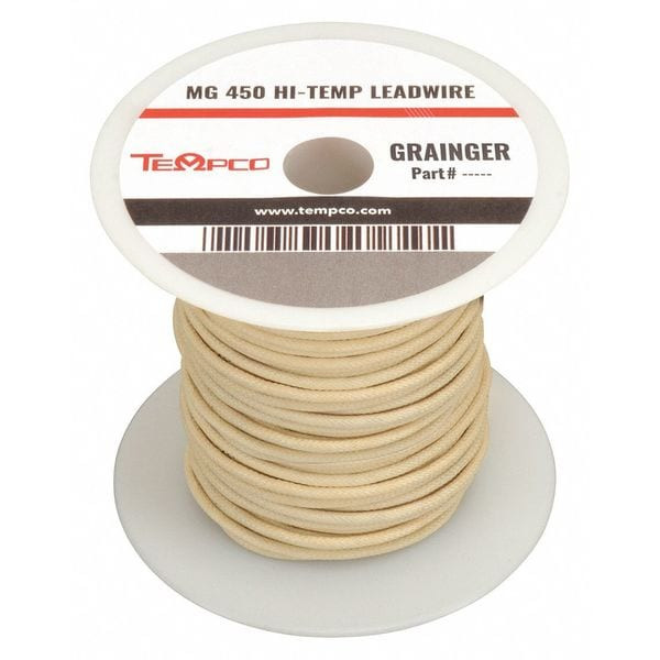 Tempco High Temp Lead Wire, MG, 14 AWG, Natural, 100 ft LDWR-1013