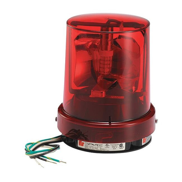 Warning Light, Red, LED, 120V AC, 60 FPM, 5 1/8 in Dia., 1/2 in NPT Pipe