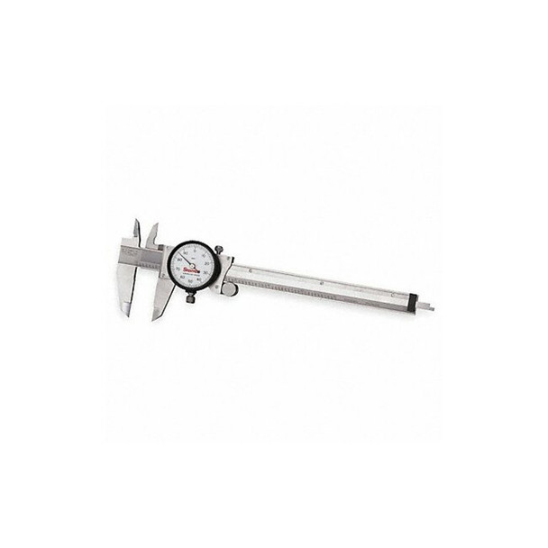 Starrett Dial Caliper w/SLC/Case,6 In,White 120A-6 W/SLC