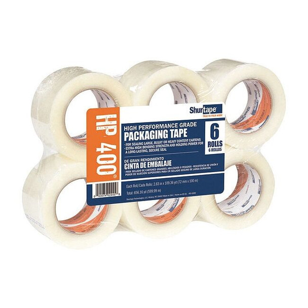 Shurtape Carton Sealing Tape, 2.5 mil, Clear, PK6 207845